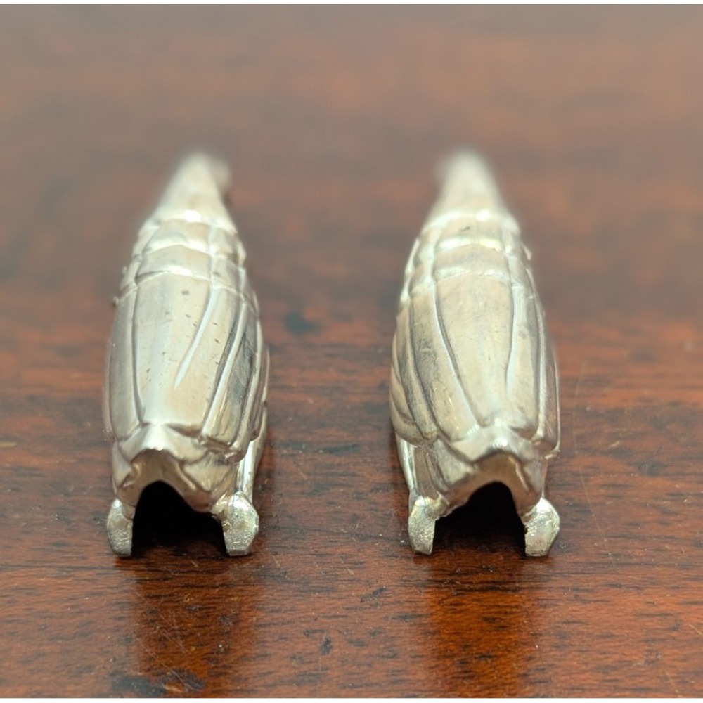 Vintage Pair Swan Knife Rests Silver Tone Bird Figural Tableware Unmarked 3" - Picture 5 of 7